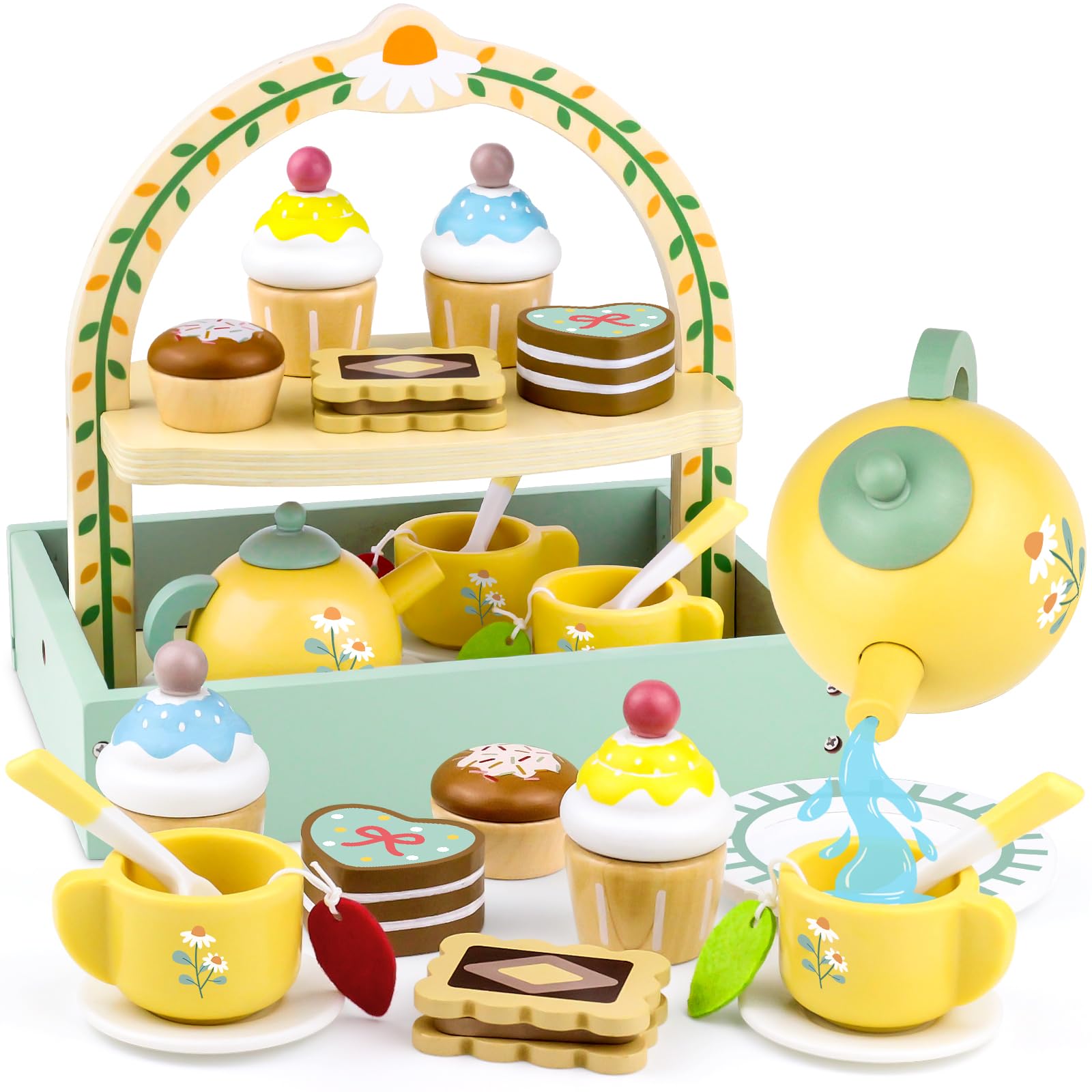 Airlab wooden tea set teapot for safe imaginative play with smooth edges.