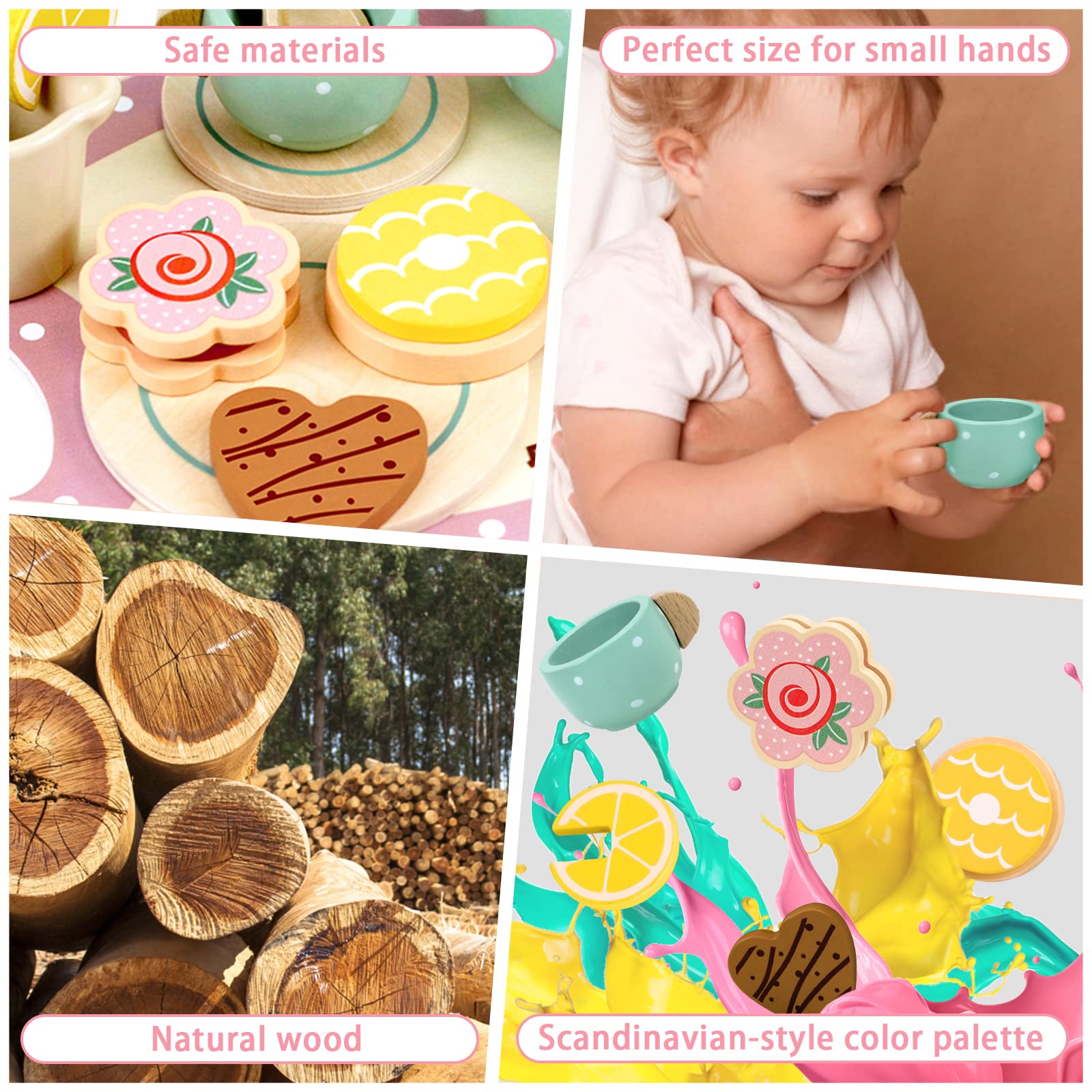 Airlab wooden tea set wooden tray for organized playtime