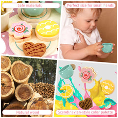 Airlab wooden tea set wooden tray for organized playtime