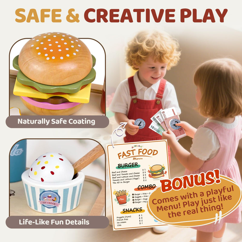 Airlab wooden vegetable slices add colorful variety to pretend salads and balanced meals