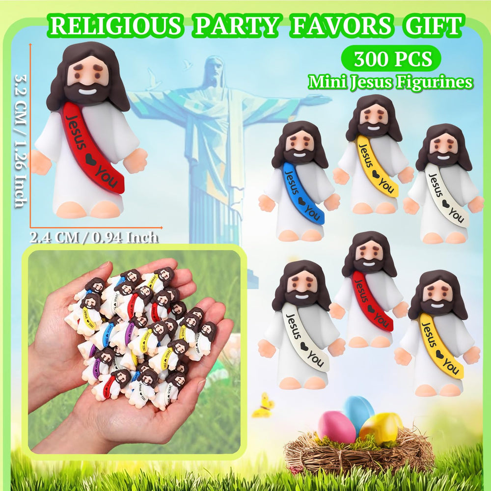 Airney Jesus Loves You mini figurines in vibrant colors for gifts.