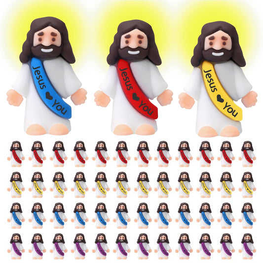 Airney little Jesus figurines colorful set for Easter crafts and classroom sharing.