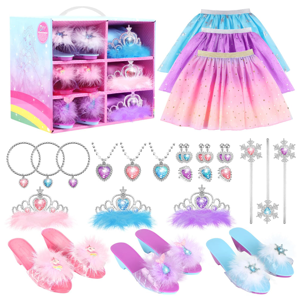 AISAMLIN princess dress up box with colorful outfits for imaginative play