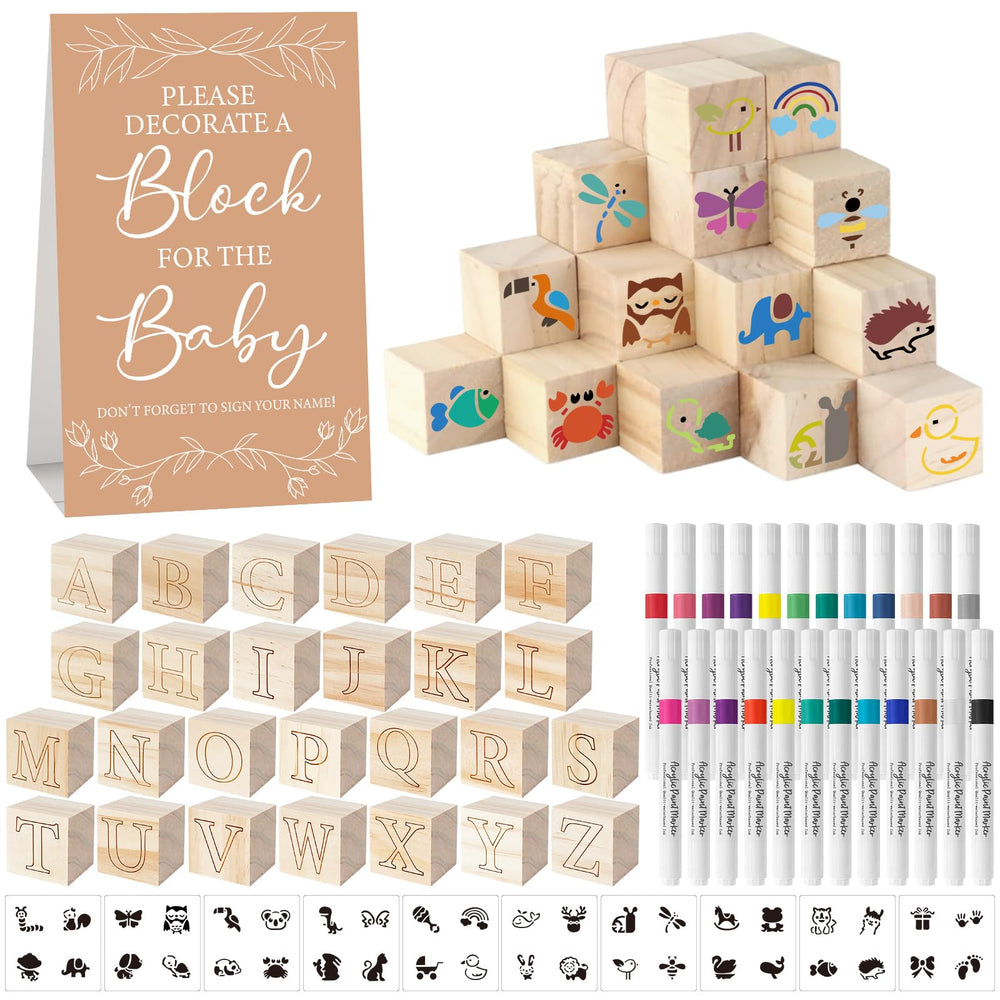 Aisharery 117pcs baby shower blocks kit ideal for interactive decor and keepsakes.