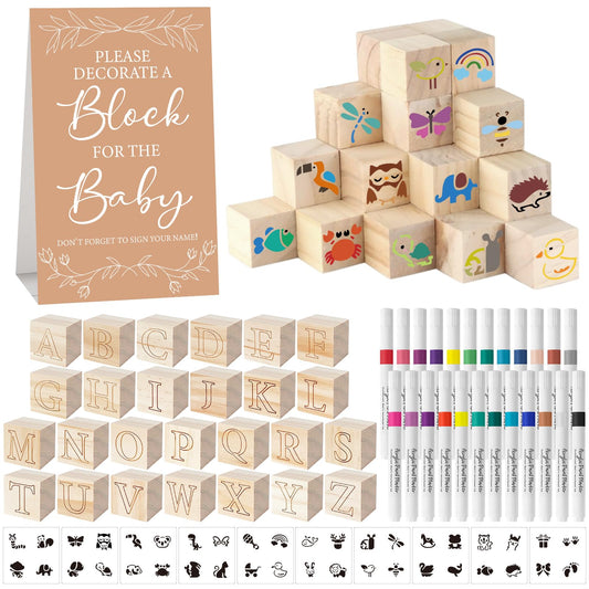 Aisharery 117pcs baby shower blocks kit ideal for interactive decor and keepsakes.