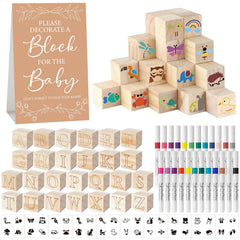 Aisharery 117pcs baby shower blocks kit ideal for interactive decor and keepsakes.