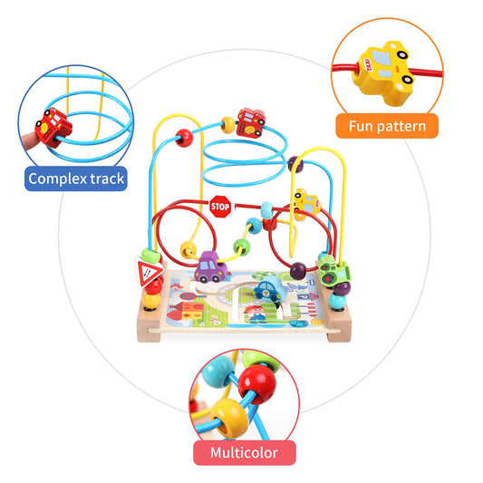 AISHUN bead maze features a roller-coaster track to boost coordination.