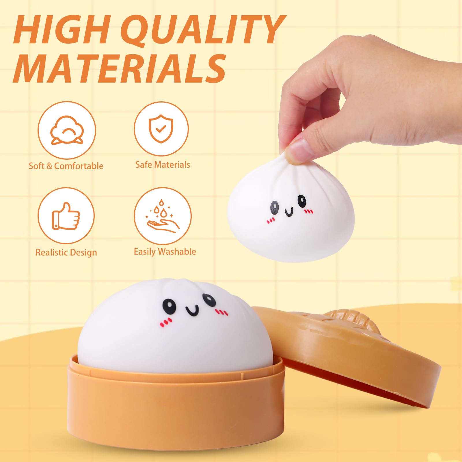 AiSiXin Bun shaped stress ball with steam packaging visual detail