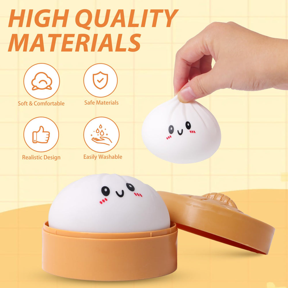 AiSiXin Bun shaped stress ball with steam packaging visual detail