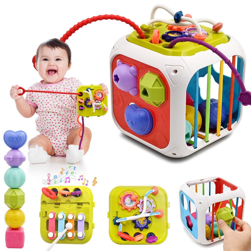 AiTuiTui 7-in-1 Montessori cube with shape sorter boosts early cognitive skills