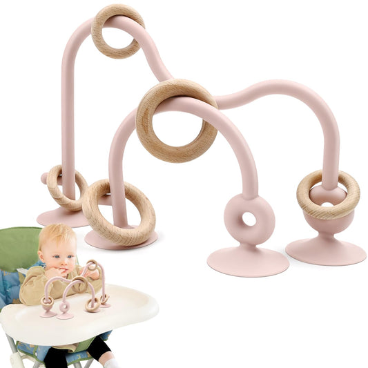 AiTuiTui baby sensory high chair suction toy securely attached for focused mealtime play.