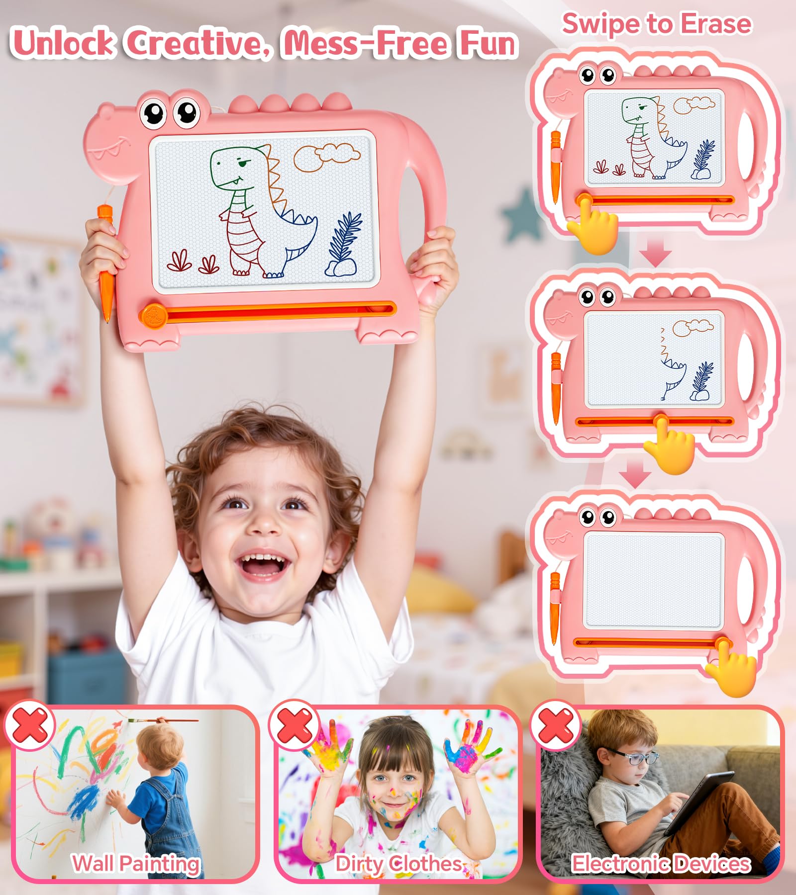 AiTuiTui Dinosaur doodle board travel handle for easy portability
