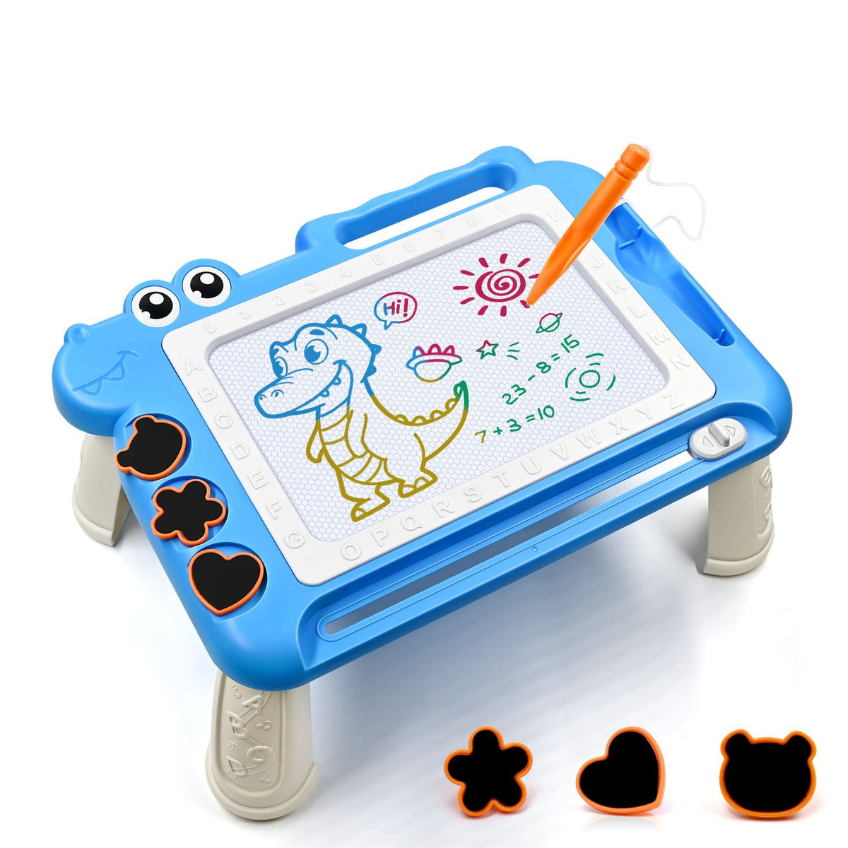 AiTuiTui magnetic drawing board blue front view for mess-free doodling.