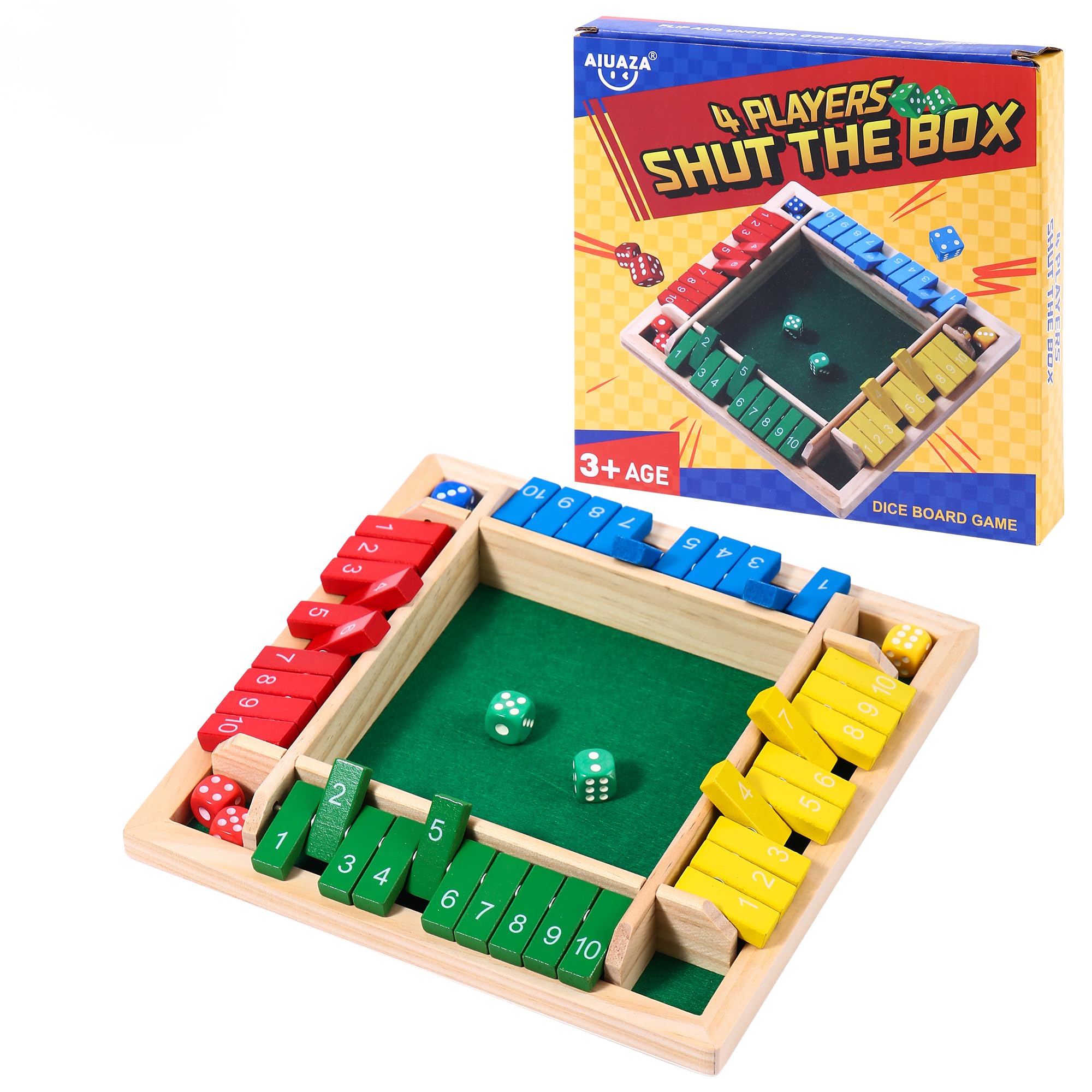 AIUAZA Shut the Box wooden board setup for family play and learning