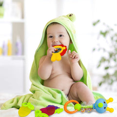 AIVIAI bee teether and rattle offers gentle chews and visual stimulation.