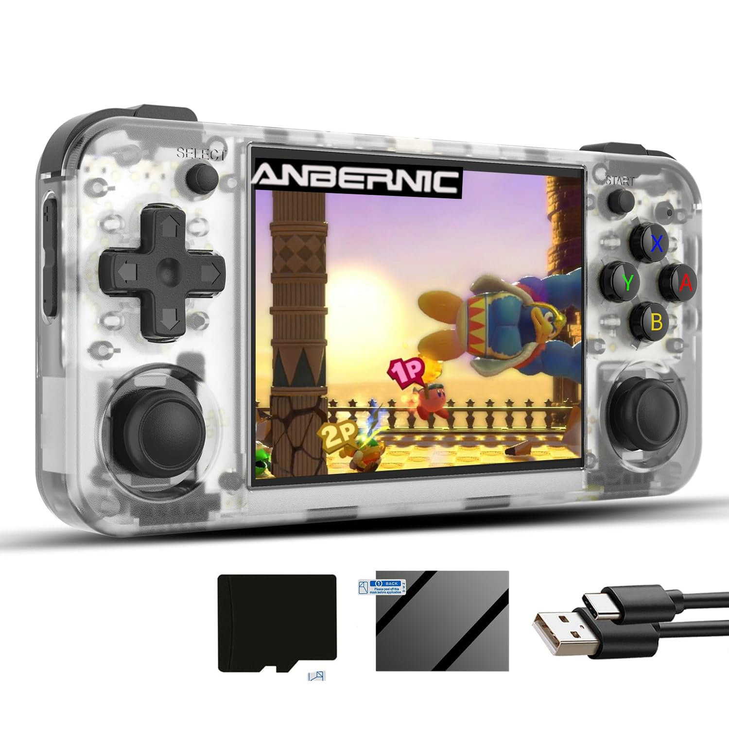Aivuidbs RG35XX H handheld front view for portable retro gaming on the go.