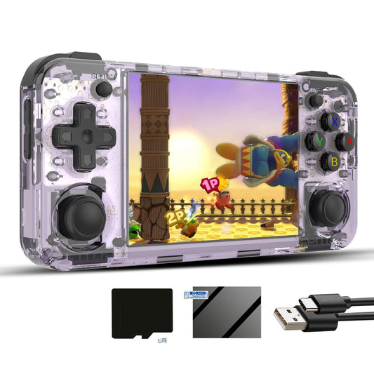 Aivuidbs RG35XXH purple front view, ideal for portable retro gaming on the go