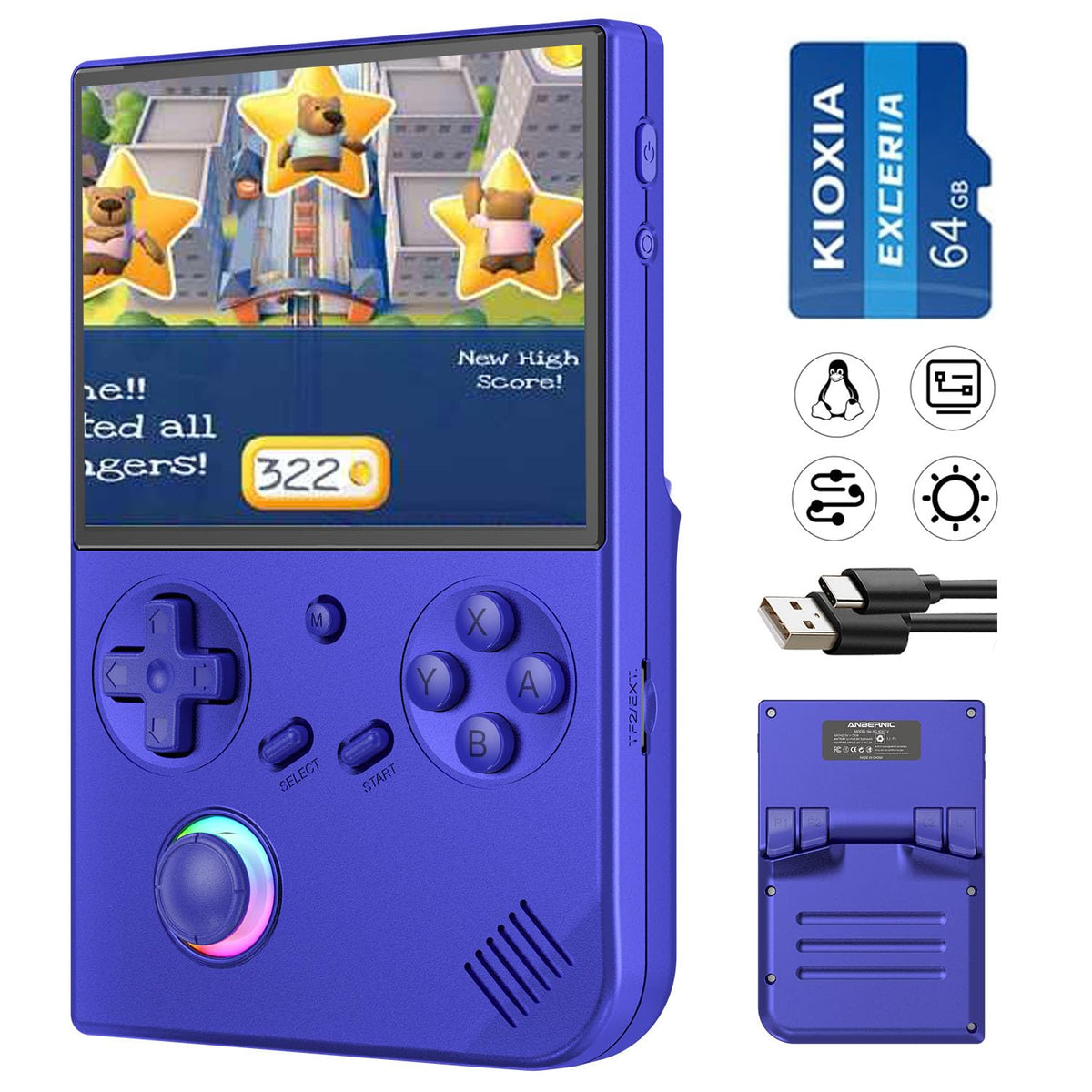 Aivuidbs RG40XX V handheld front view highlighting compact design for mobile gaming