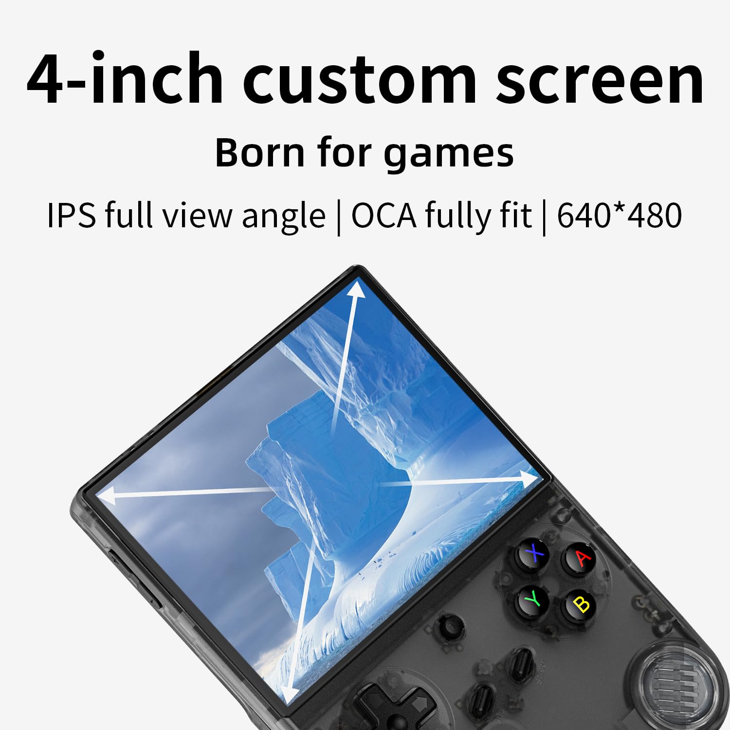 Aivuidbs RG40XX V screen closeup highlights vivid IPS display.