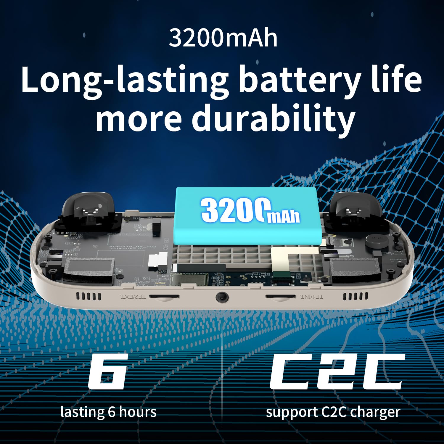 Aivuidbs RG40XX H battery offers long play time with USB-C charging.