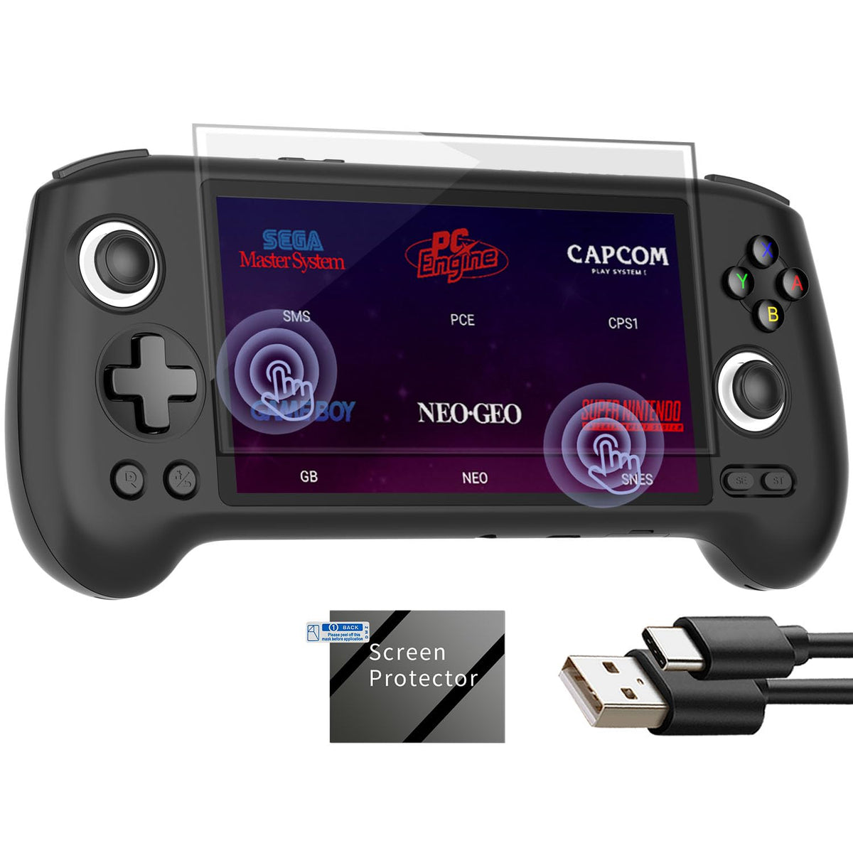 Aivuidbs RG556 screen front with vibrant AMOLED display for immersive handheld gaming.