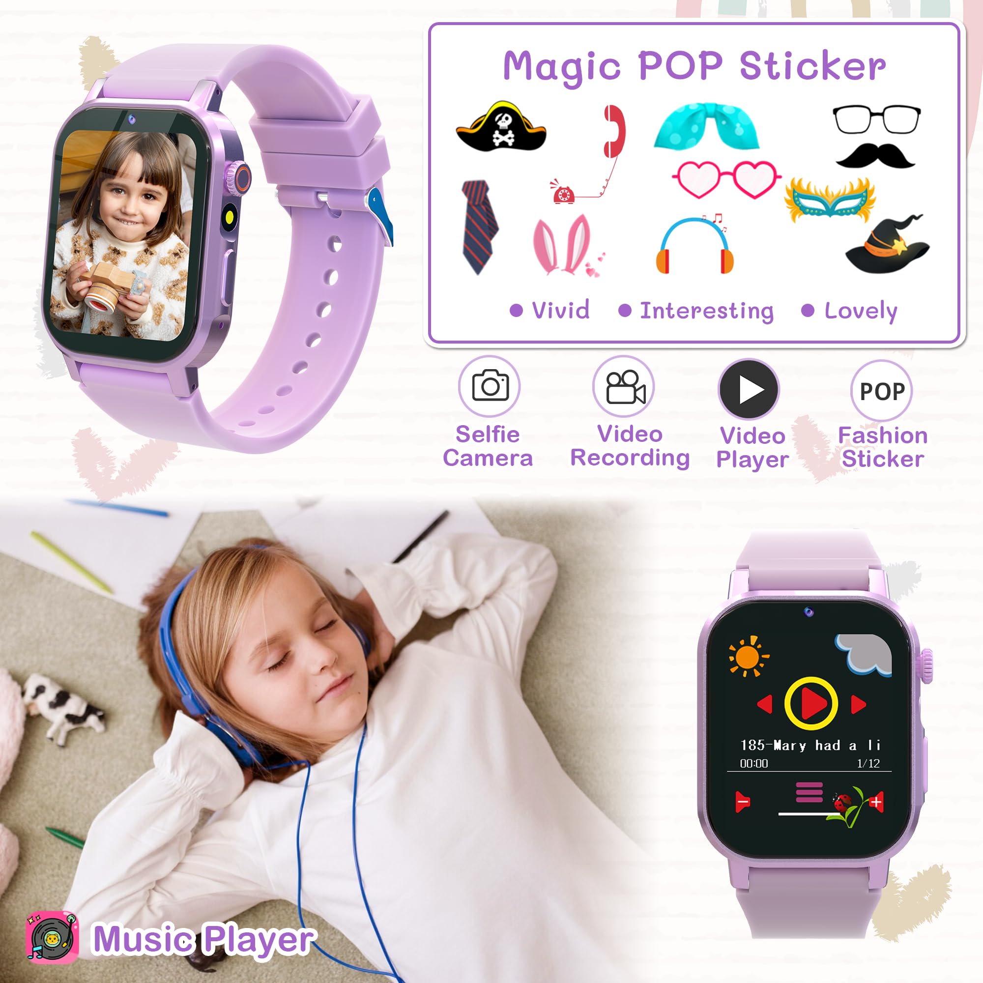 AIWIEP Kids Smart Watch with pedometer tracks steps during playtime.