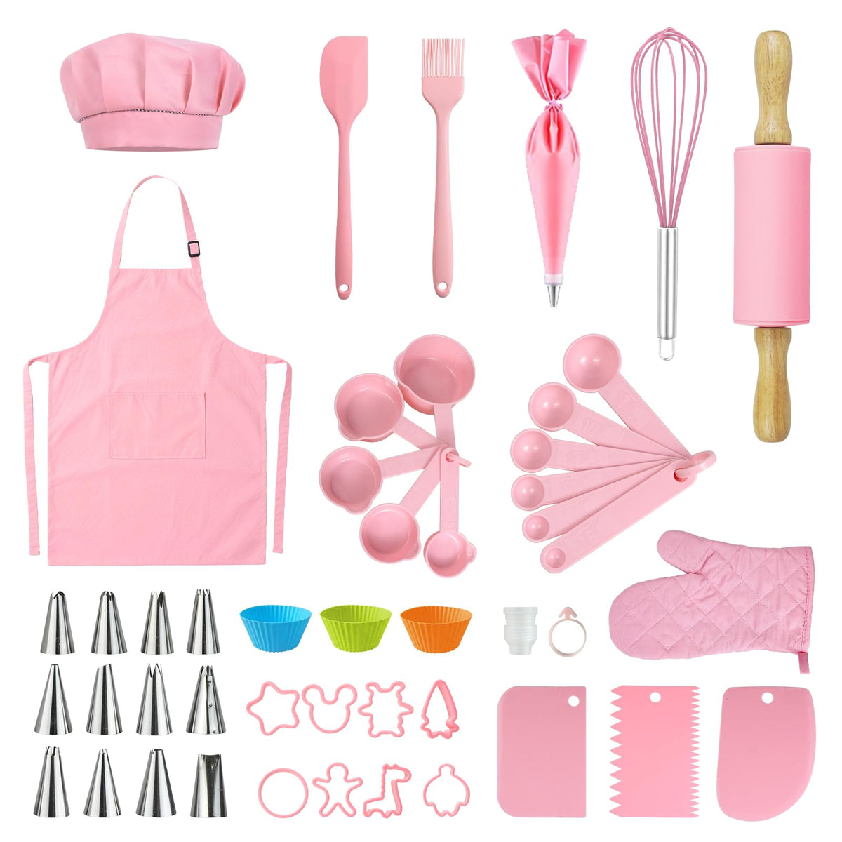 Aixmeet 47pcs kids cooking set with hat and apron for imaginative play and learning