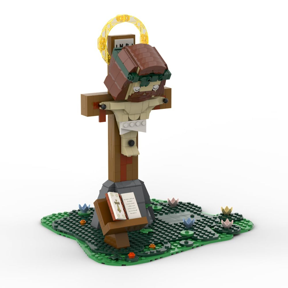 AIYIMUSIDEEN Jesus Building Blocks cross-structure detail enhances desk display and creative focus.