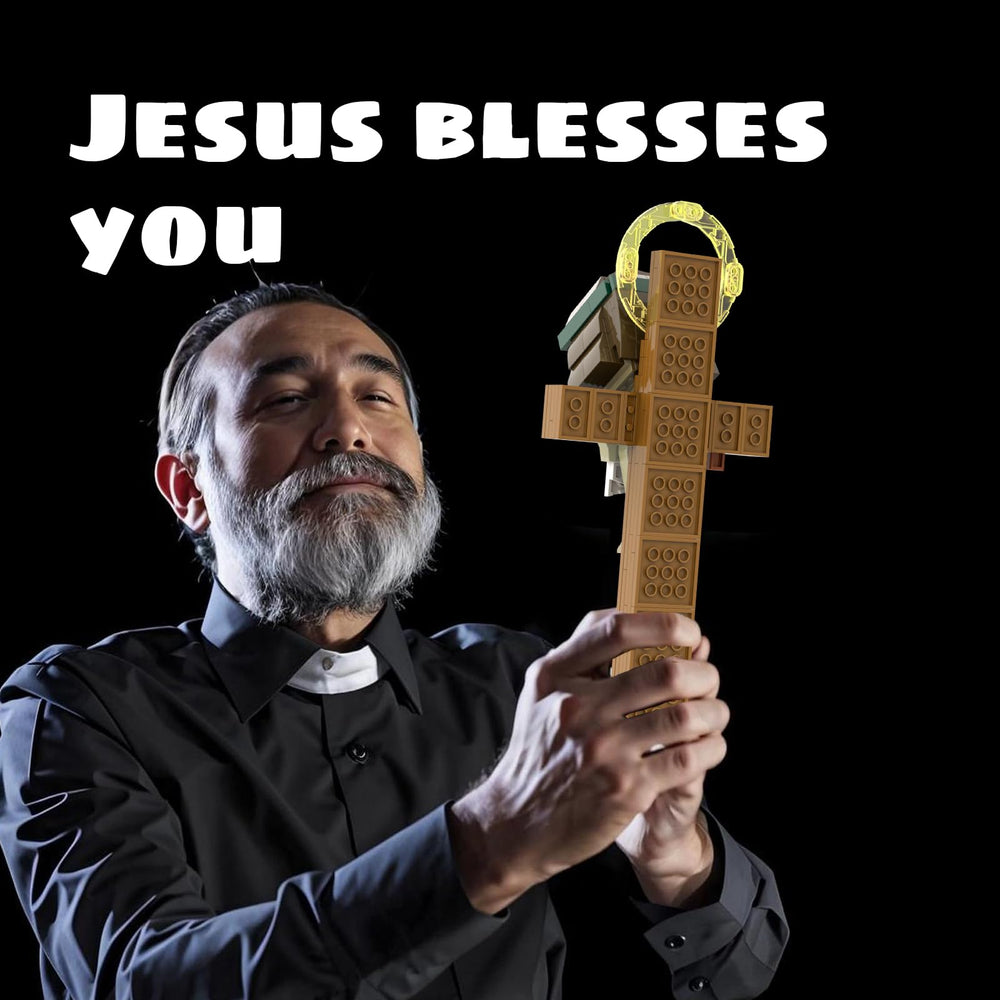 AIYIMUSIDEEN Jesus Building Blocks deluxe desk art piece for an elegant workspace display.
