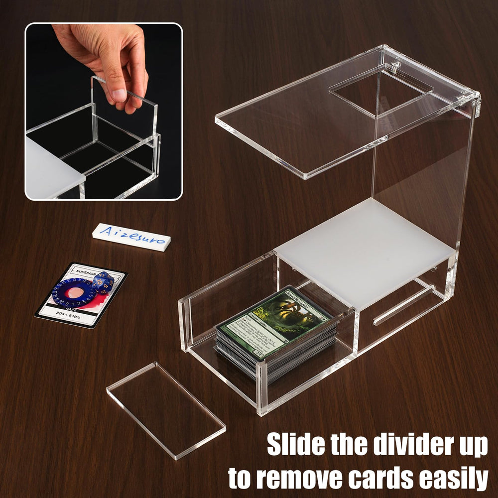 Aizesuro included divider helps neat stacking of cards in the drawer.