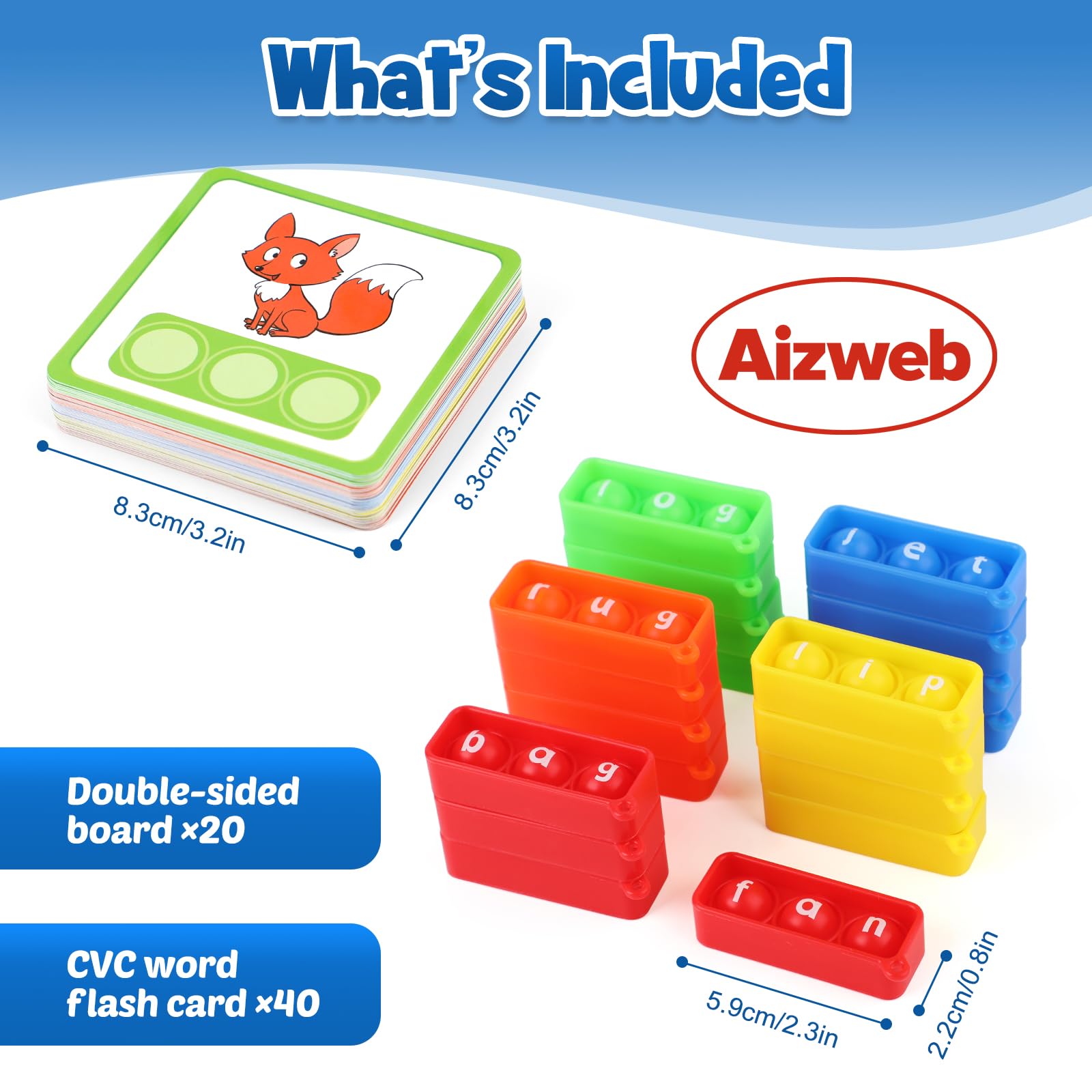 Waterproof and lightweight Aizweb CVC Word Game ideal for classrooms.