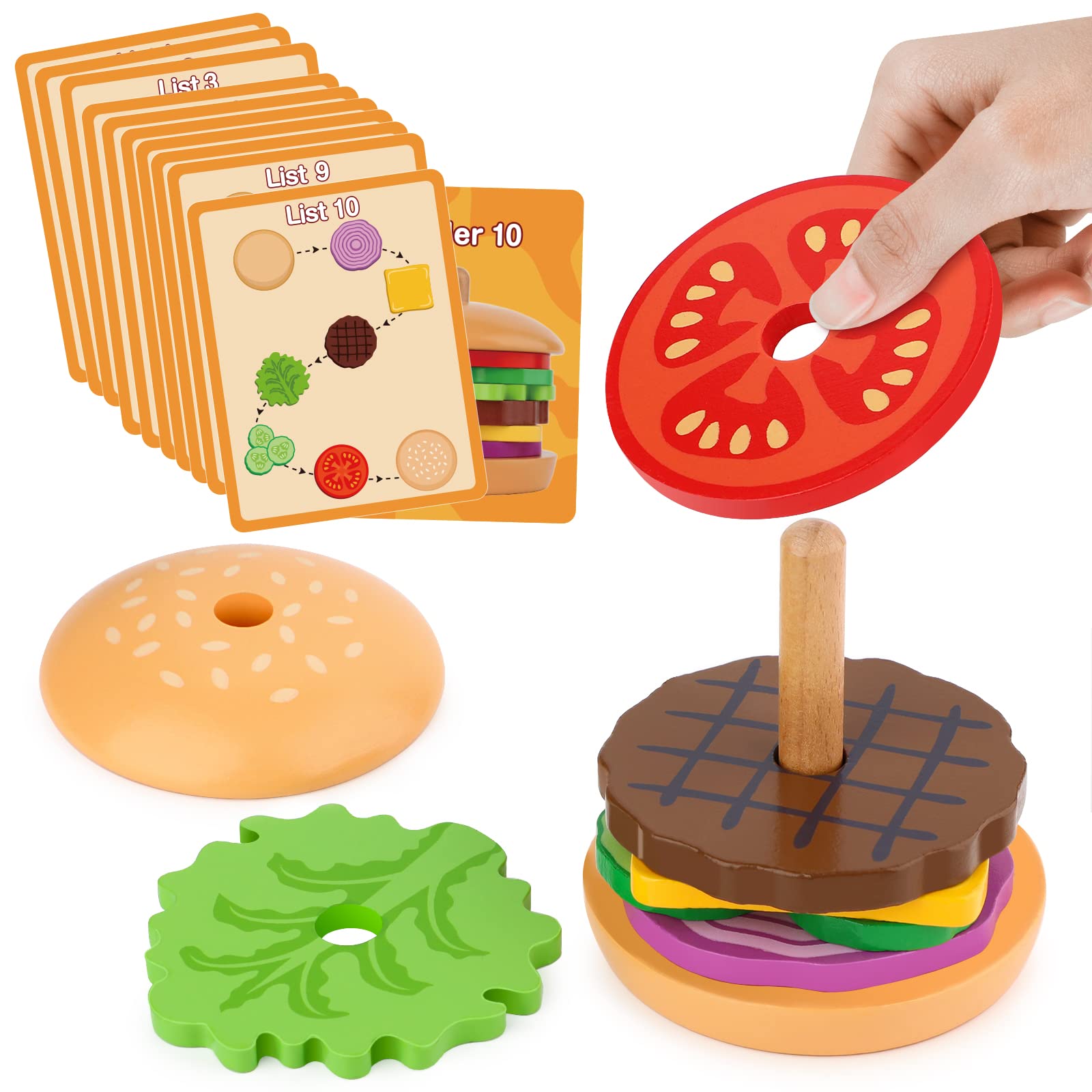 Aizweb burger base promotes stable stacking for toddlers.