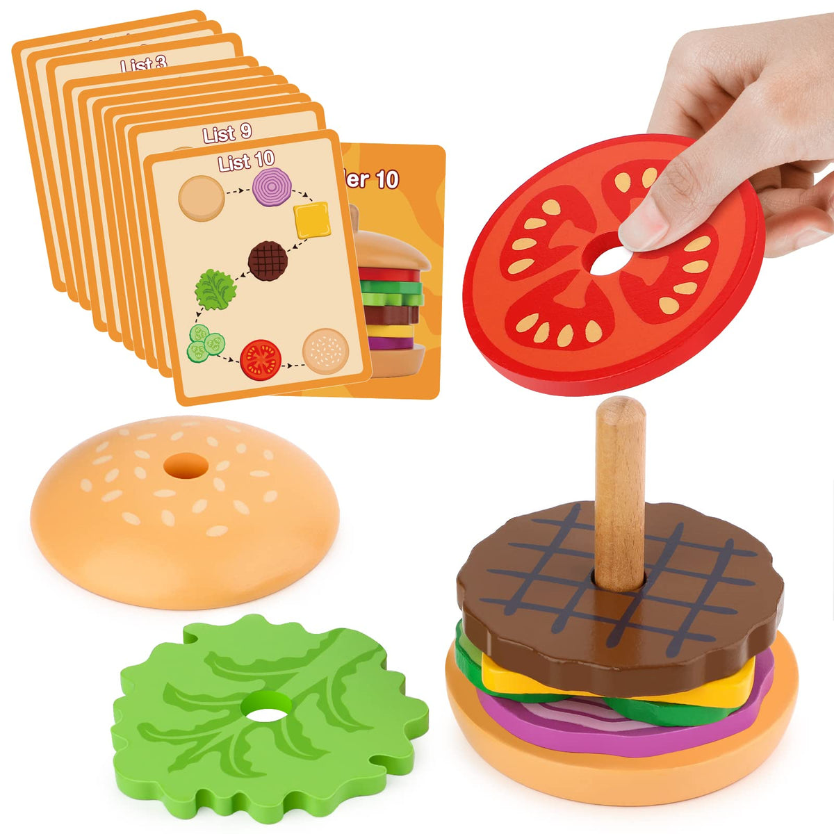 Aizweb burger base promotes stable stacking for toddlers.