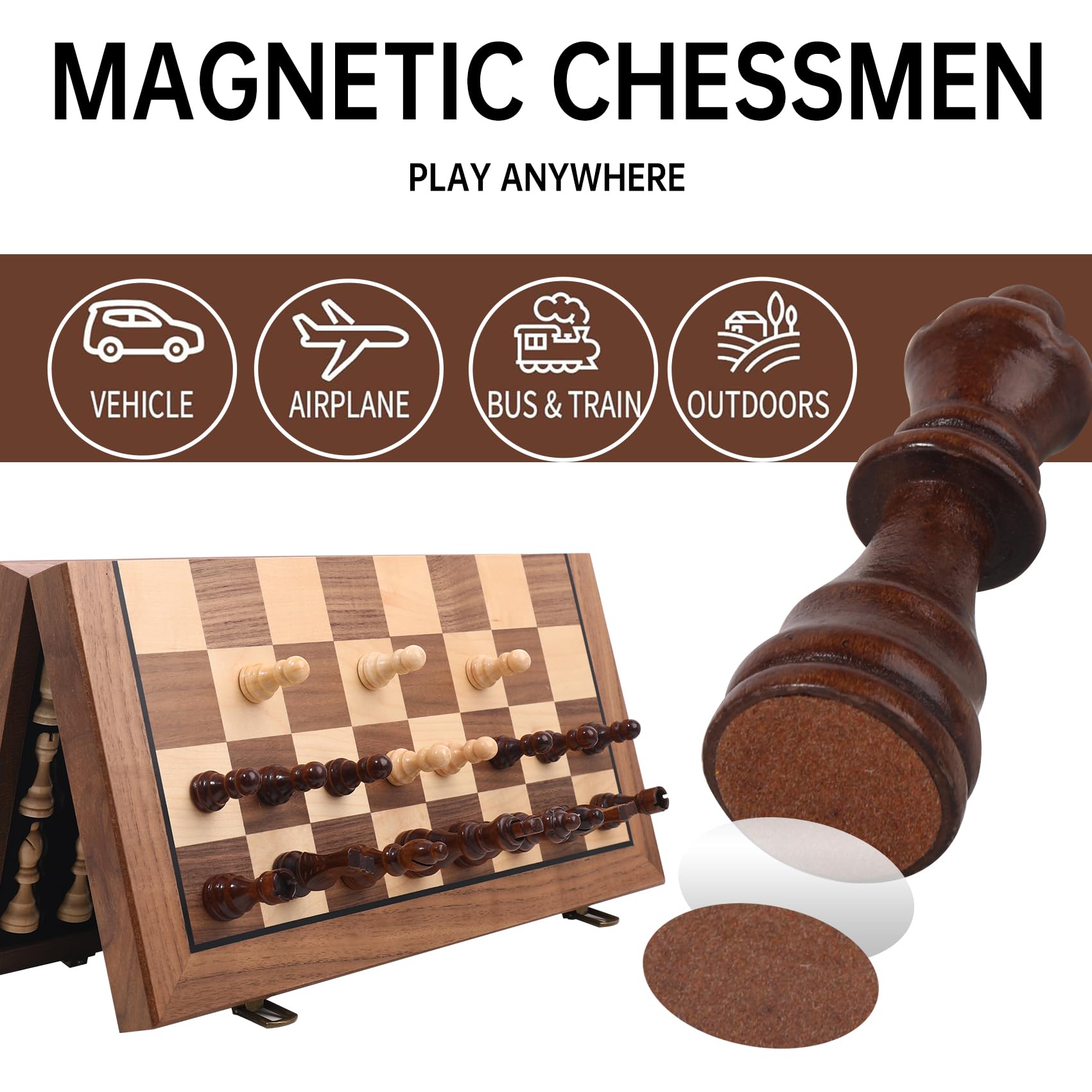 Ajedrez folding chess set on a desk ready for quick games.