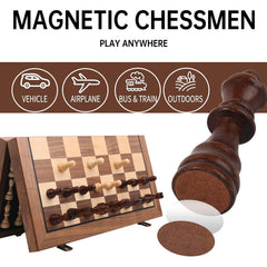 Ajedrez folding chess set on a desk ready for quick games.