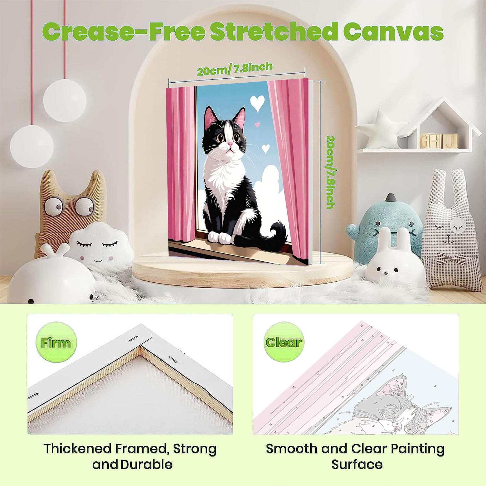 Ajepon cute cat canvas 8x8 frame offers kid-friendly wall art.