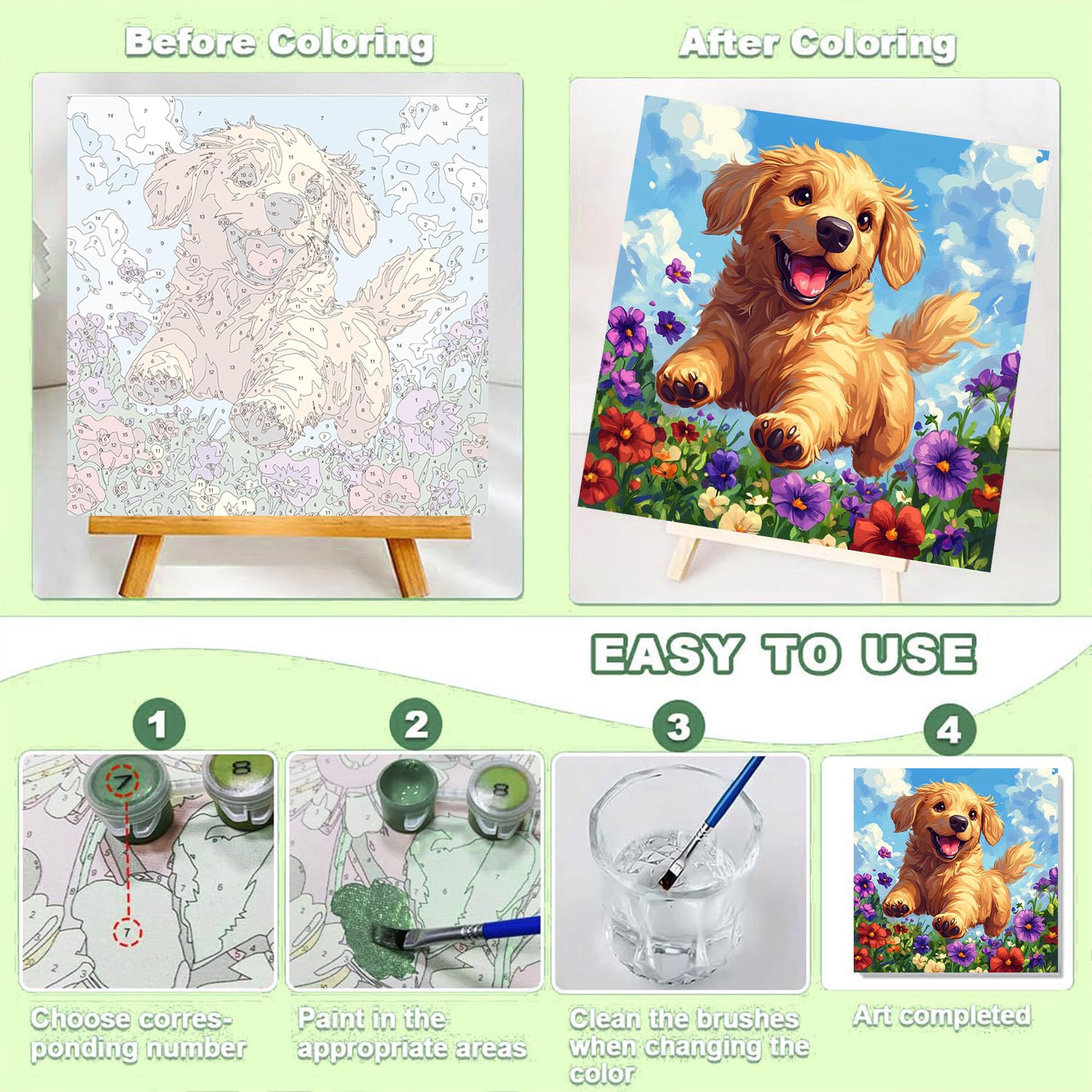 Ajepon color mix palette and brush for vibrant dog artwork
