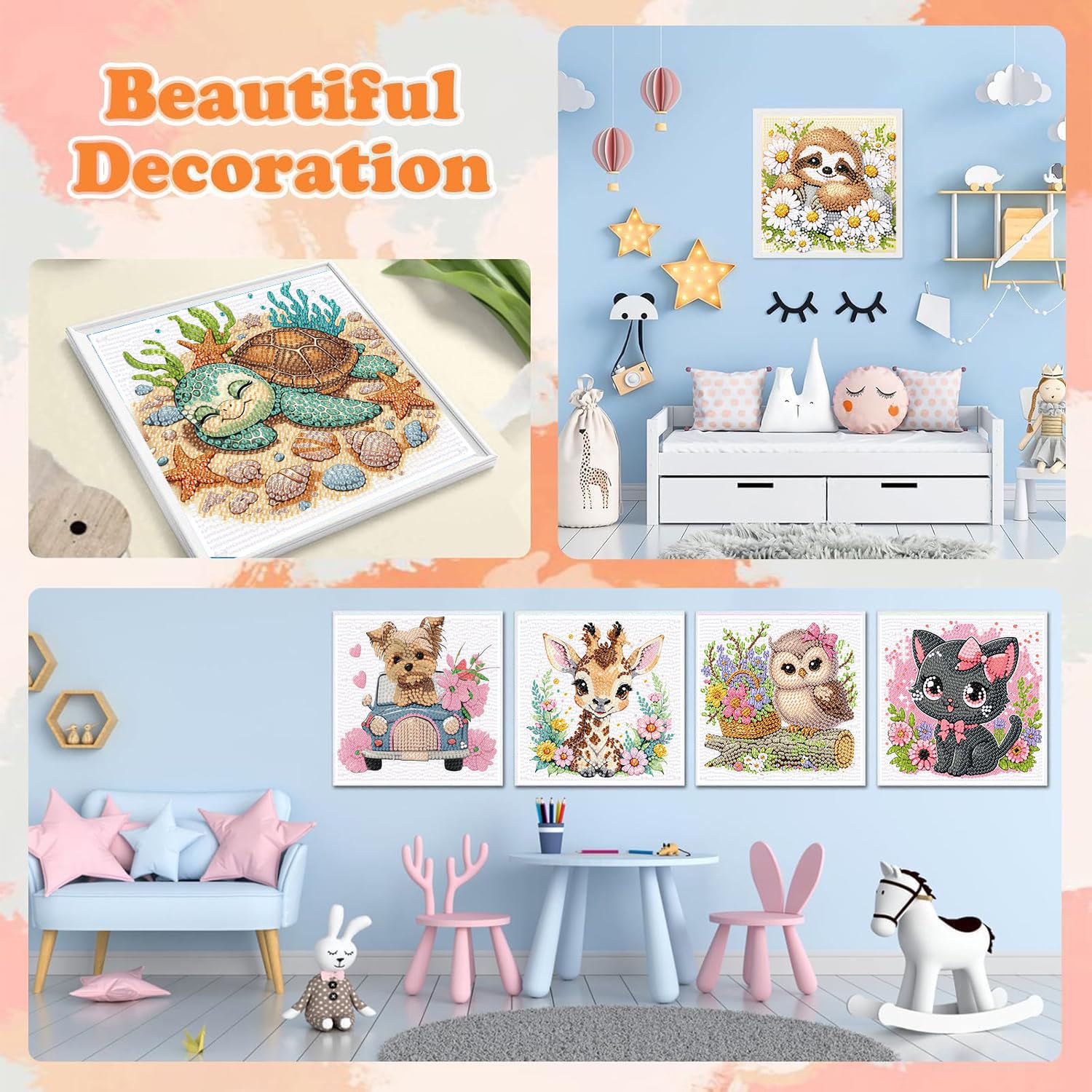 Ajepon sloth diamond art kit: adorable scene promotes patience during crafting.