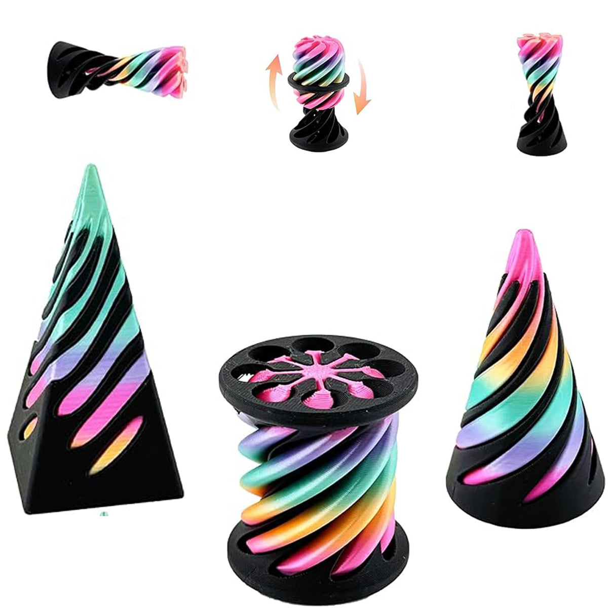 Ajitxalr impossible cone 3-pack with hypnotic spiral design for tactile focus.
