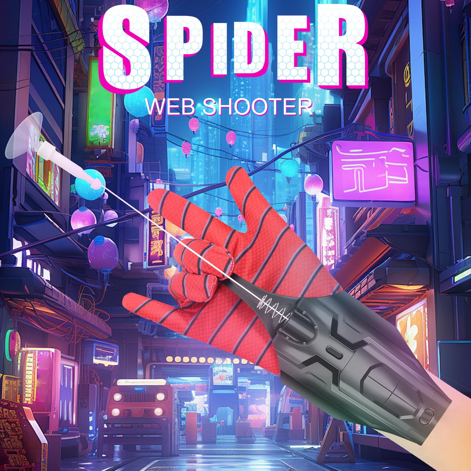 AJJKKA Web Launcher on the wrist ready to launch with magnet projectiles.