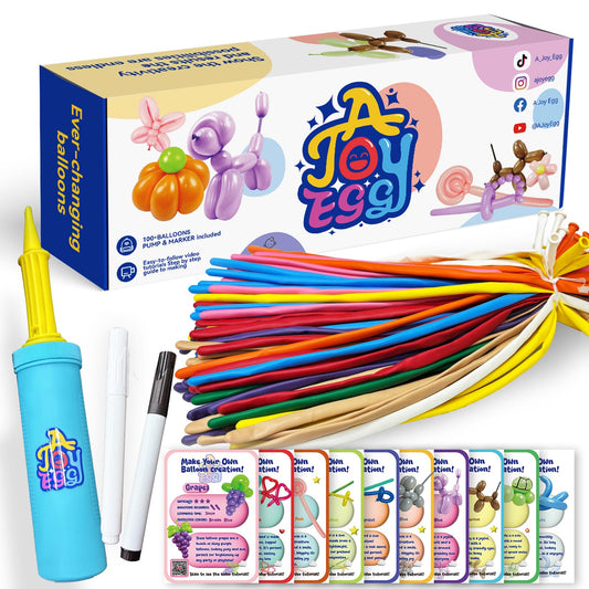 AJOYEGG Balloons Animals Kit packaging shows complete DIY setup for kids.