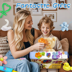 AJOYEGG family-friendly party scene demonstrates shared creativity with balloon art.