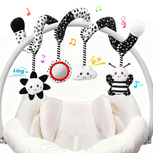 AJsupojouet bee hanging toy with crinkle wings for engaging sensory play.
