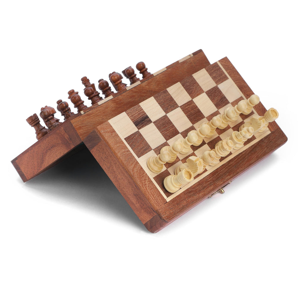 Ajuny folding chess board with magnetic pieces ensuring stable play while traveling