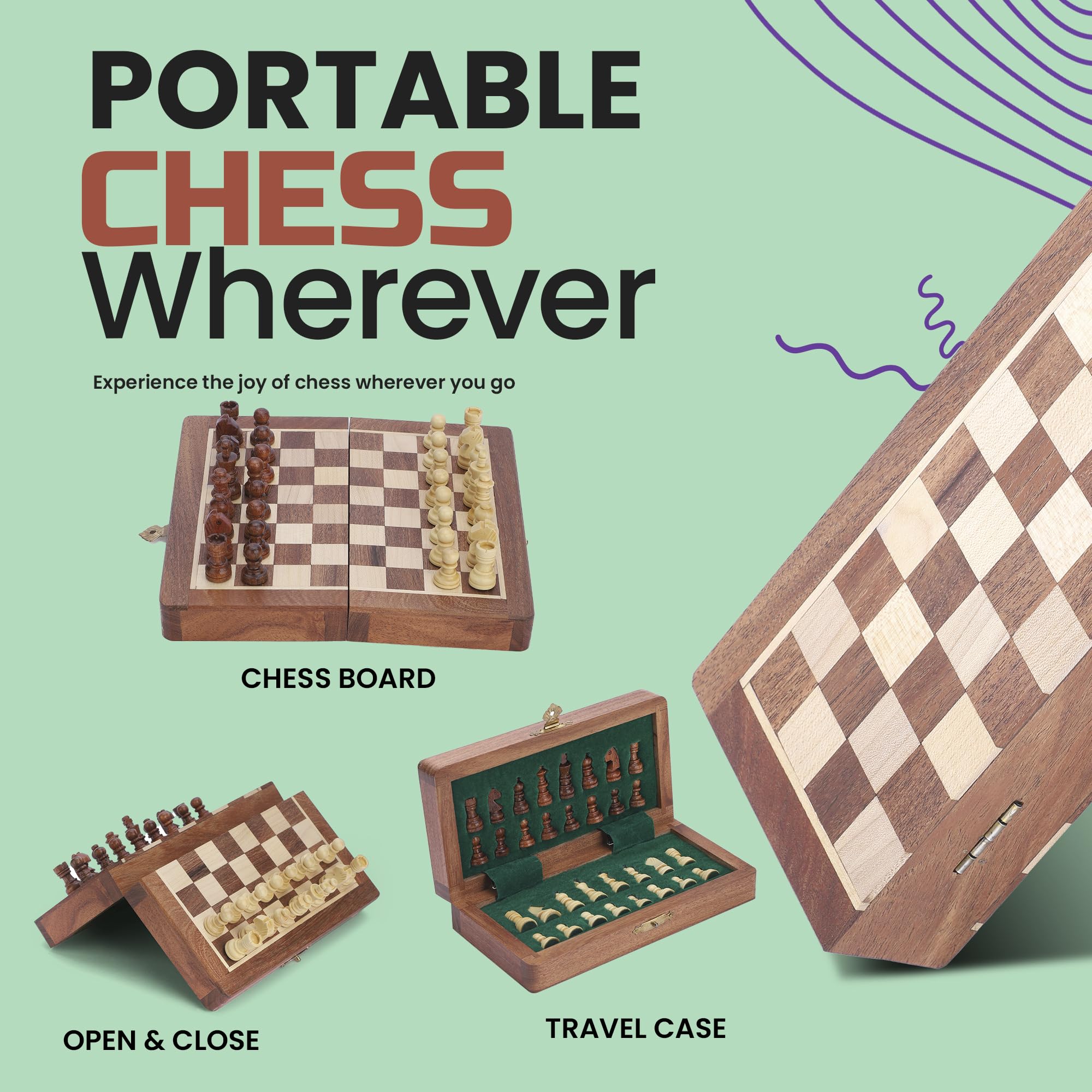 Ajuny handmade chess pieces on acacia wood add artisanal charm