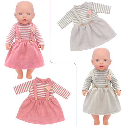 AK KYC two jumpsuits for 14-18 inch dolls, quick wear with Velcro.