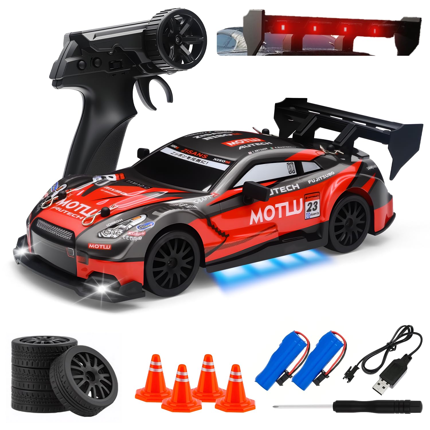 Aka Supaku RC Drift Car front headlights illuminate night play