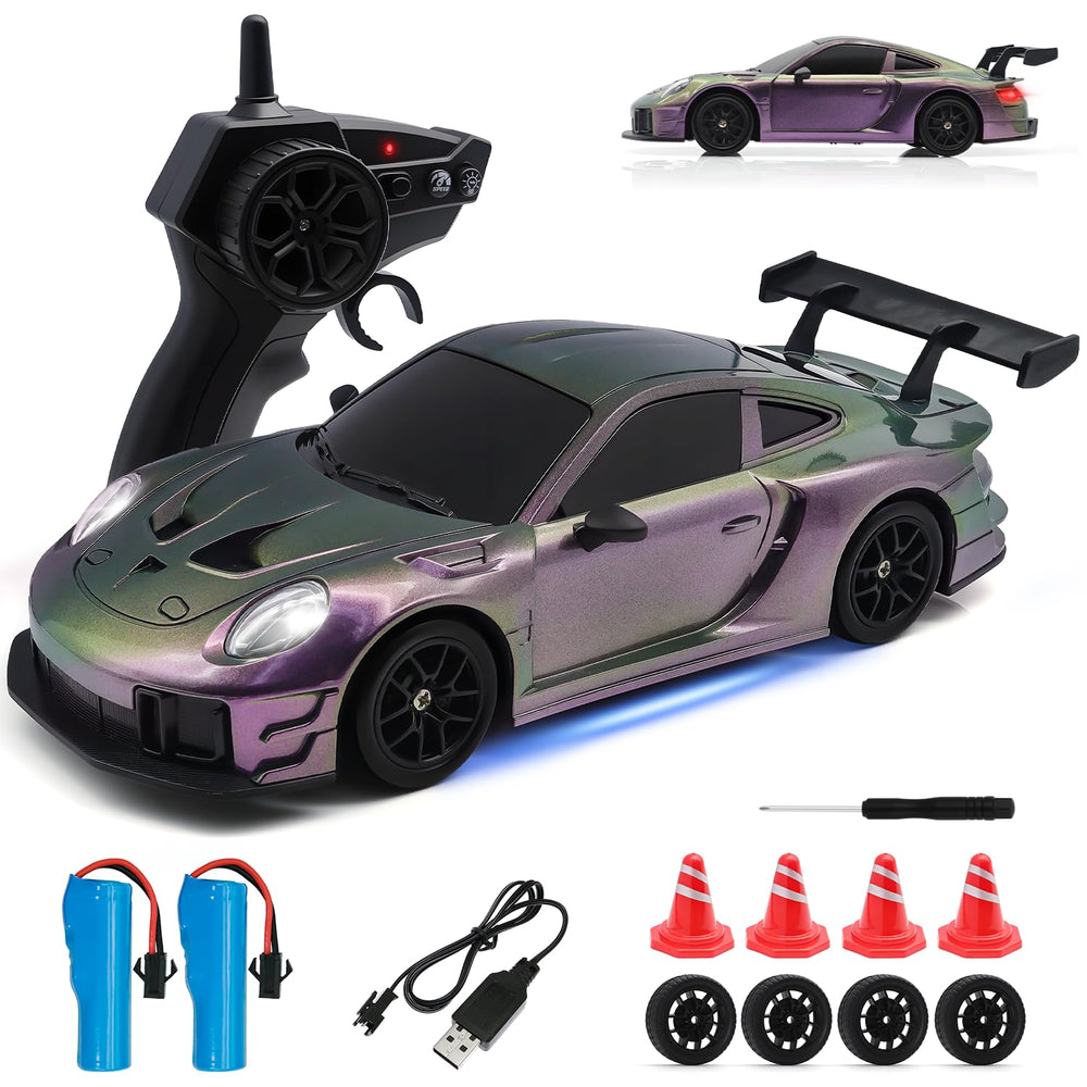 Aka Supaku RC drift car front view shows precise handling.
