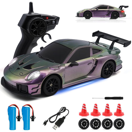 Aka Supaku RC drift car front view shows precise handling.