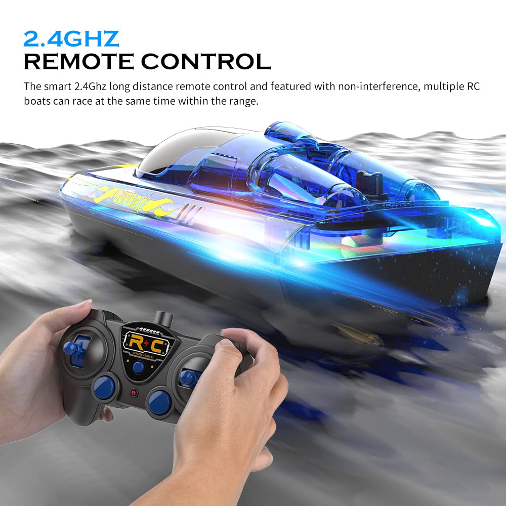Ultrasonic-bonded waterproof shell protects the boat in splashes.
